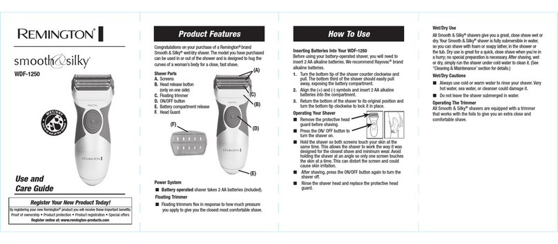 Remington smooth & silky WDF-1250 Use and care guide