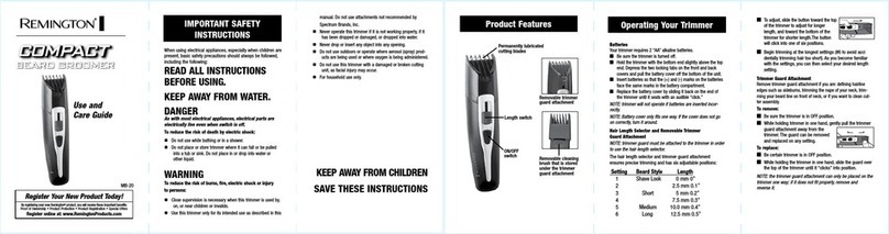 Remington Compact Beard Groomer MB-20 User manual