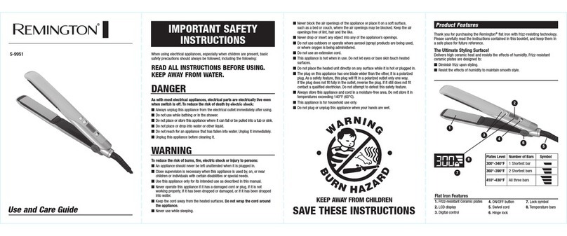 Remington S-9951 Use and care guide