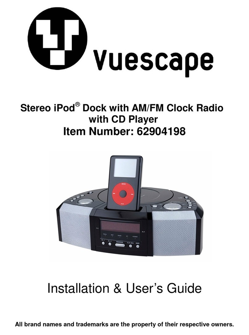 Vuescape Stereo iPod Dock with AM/FM Clock Radio with CD... Installation & user guide