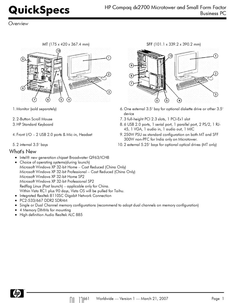HP Compaq dx2700 Microtower and Small Form... Installation guide