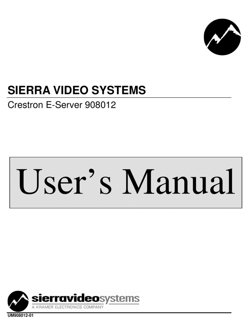 SIERRA VIDEO SYSTEMS Crestron 908012 User manual