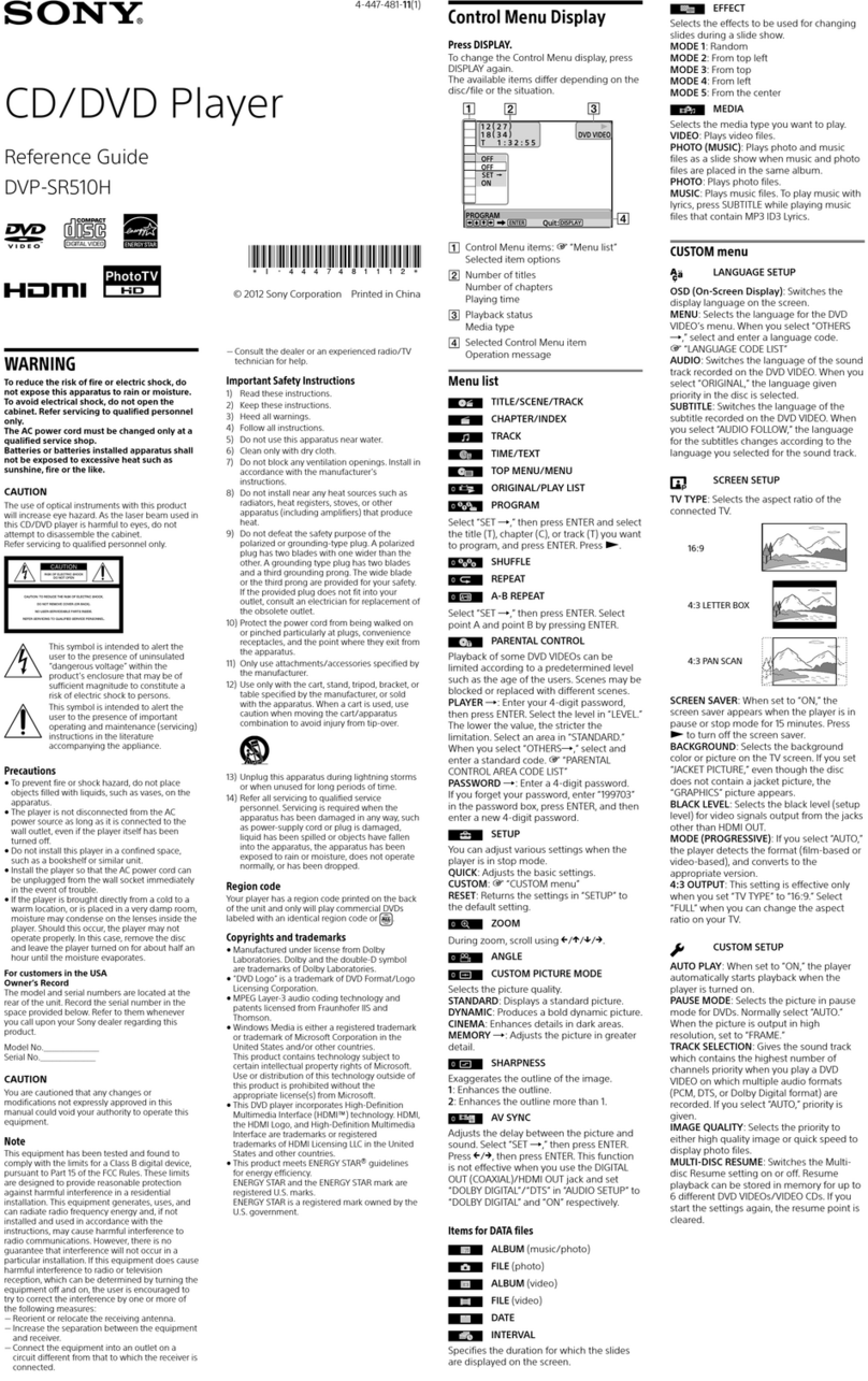 Sony DVP-SR510H User manual