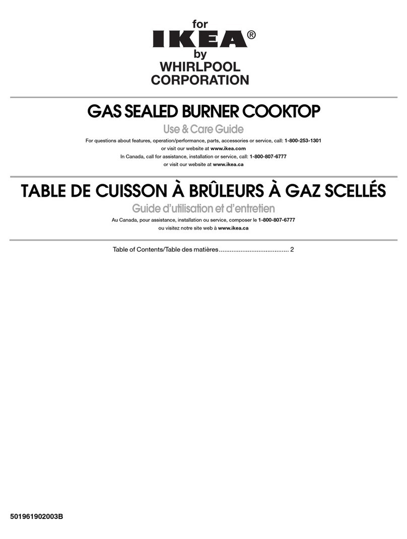 IKEA GAS SEALED BURNER COOKTOP Use & care guide