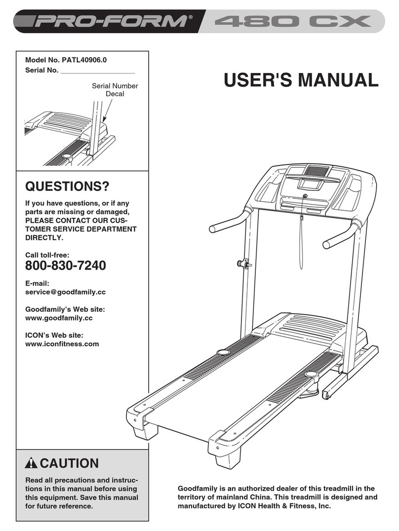 Pro-Form 480 Cx Treadmill User manual