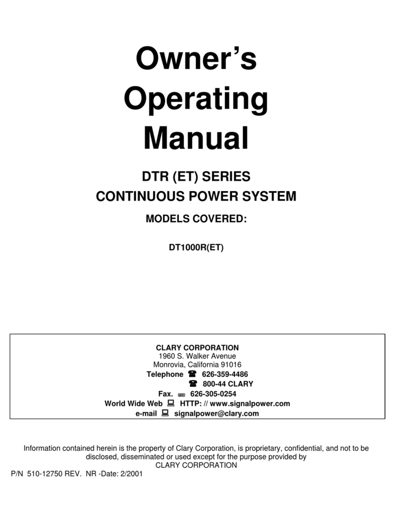 Clary Corporation DT1000R owner's manual