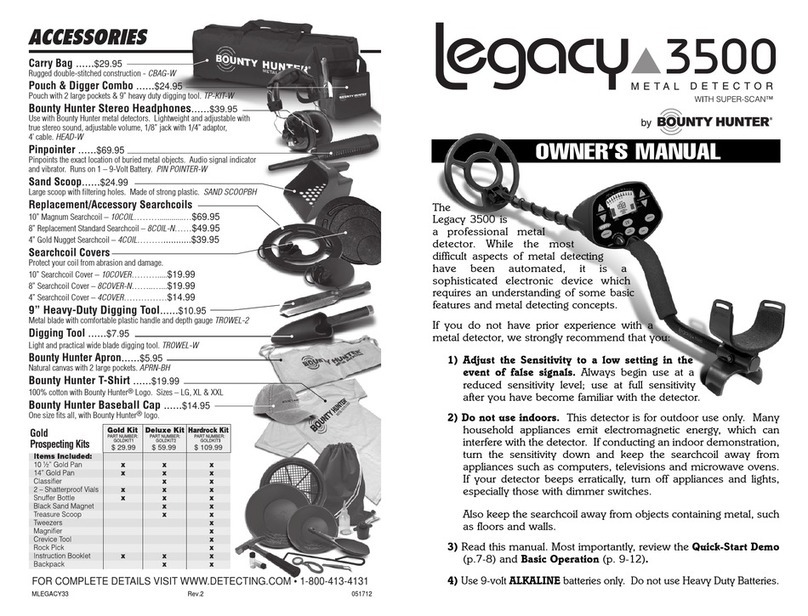 Bounty Hunter Legacy 3500 owner's manual