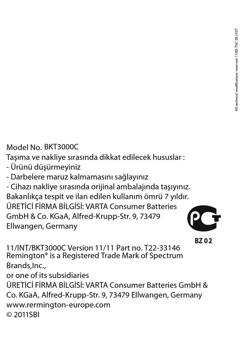 Remington smooth & silky BKT3000C manual&nbsp;