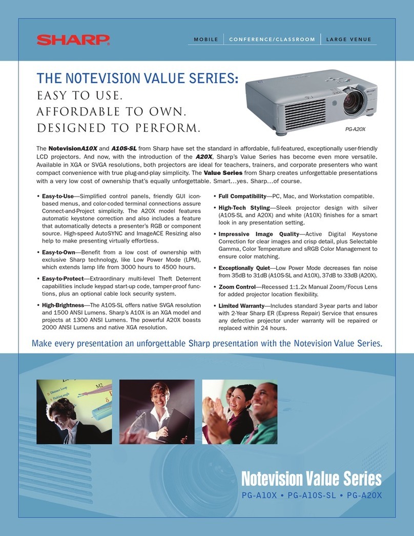 Sharp PG-A10X - Notevision XGA LCD Projector User manual