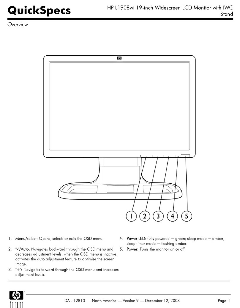 HP L1908wi - Widescreen LCD Monitor User instructions