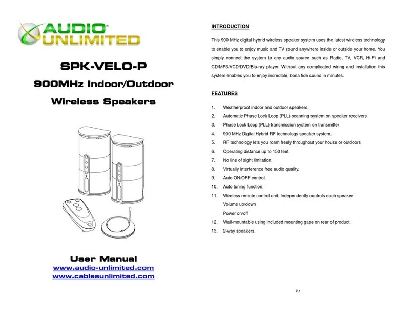 Audio Unlimited SPK-VELO-P User manual Audio Unlimited SPK-VELO-P User manual