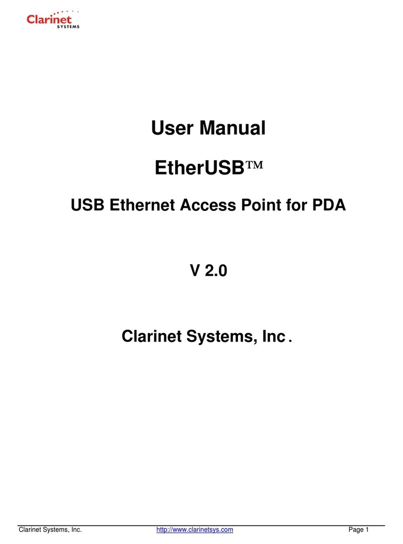 Clarinet Systems EtherUSB User manual Clarinet Systems EtherUSB User manual