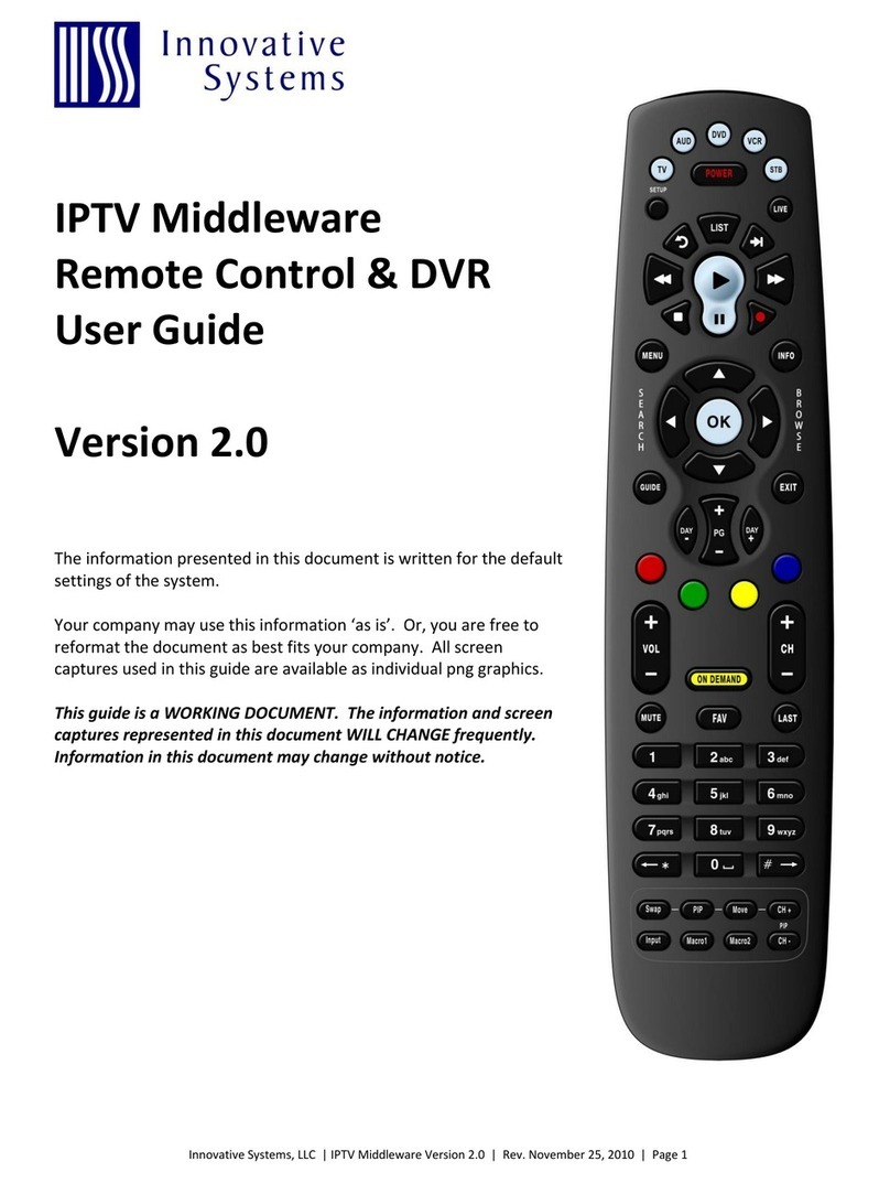 Innovative systems IPTV Middleware Remote Control & DVR user guide