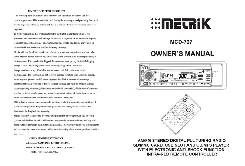 Metrik Mobile Electronics MCD-797 User manual