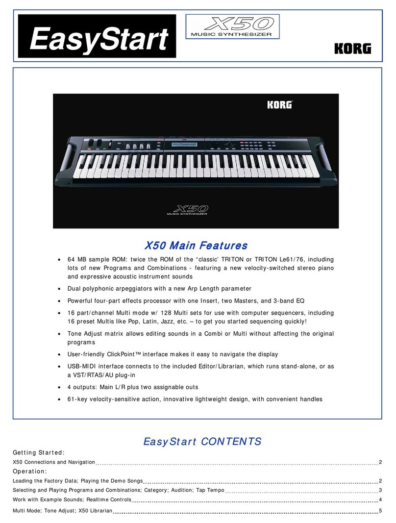 Korg EasyStart X50 Product information sheet