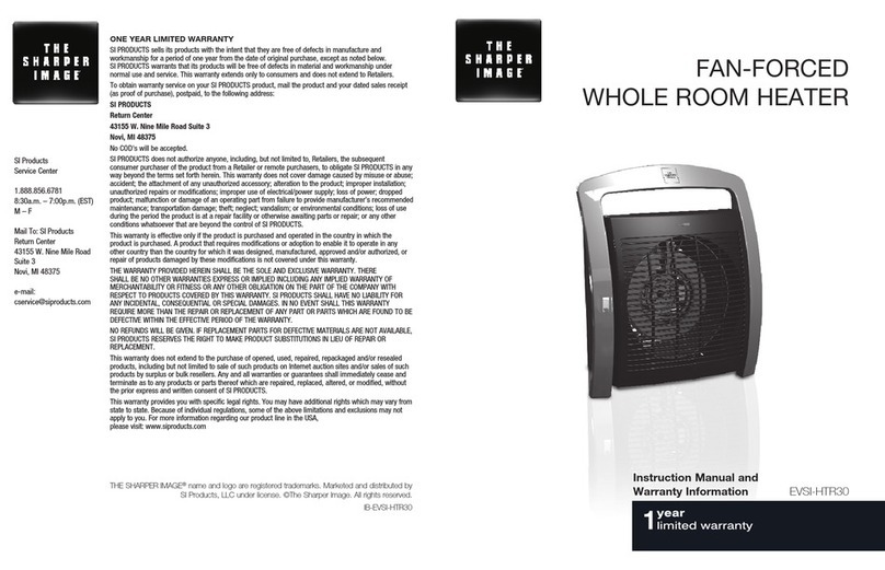 Sharper Image EVSI-HTR30 Instruction manual and  warranty information