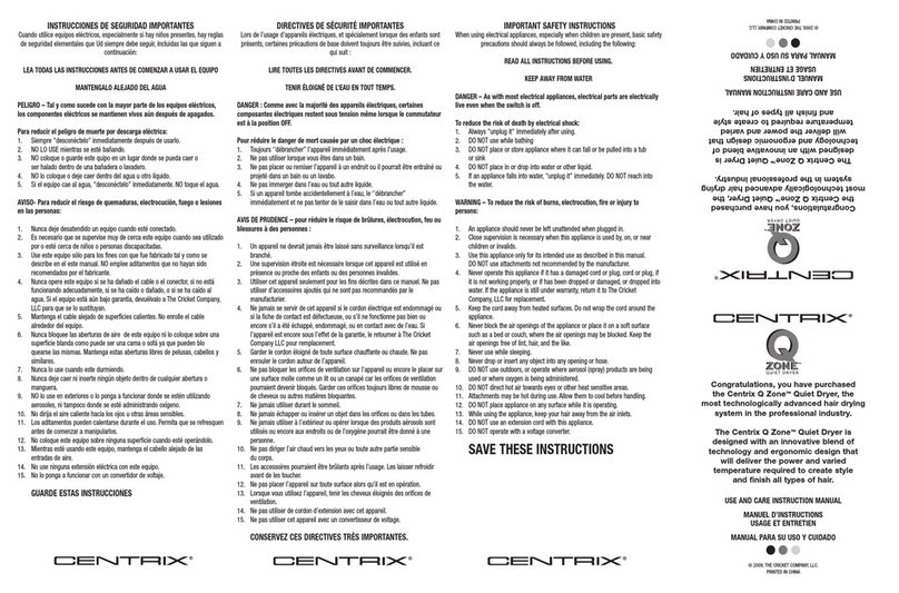 Sharper Image Centrix Q-Zone Use and Care Instruction Manual