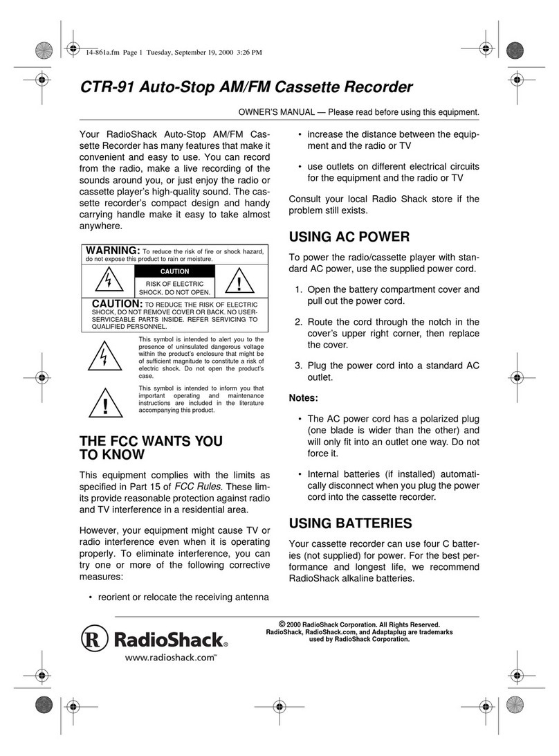 Radio Shack CTR-91 owner's manual