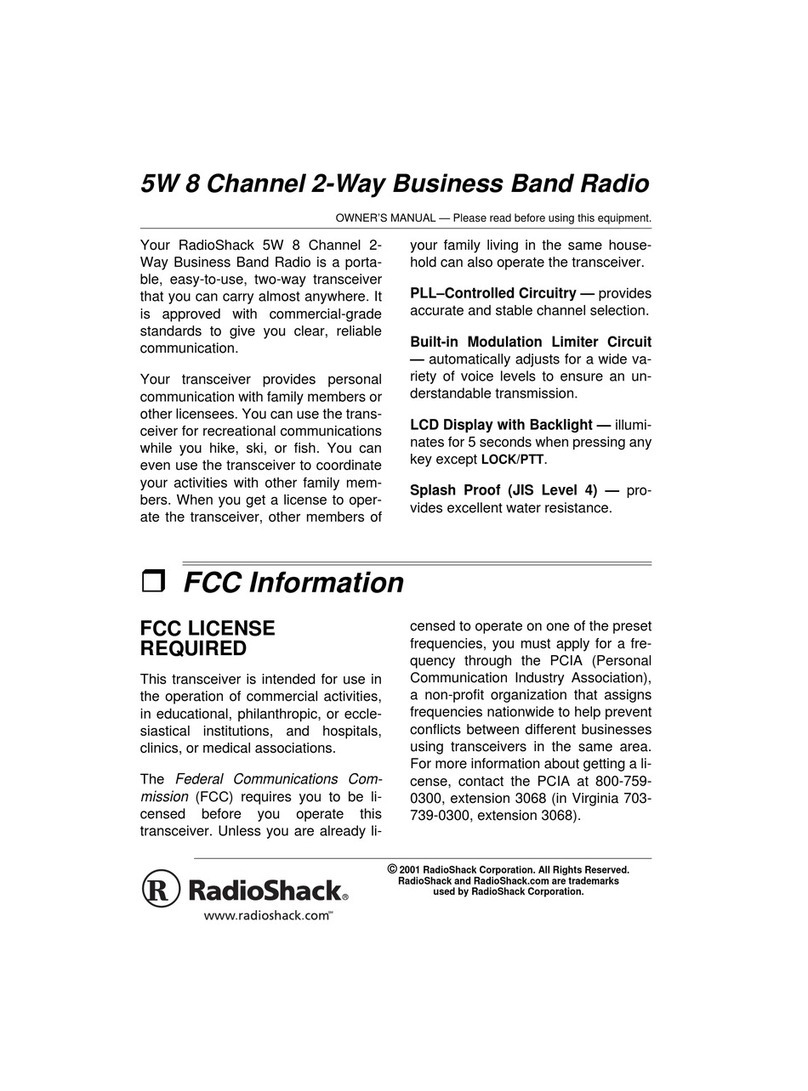 Radio Shack 5W 8 Channel 2-Way Business Band Radio User manual Radio Shack 5W 8 Channel 2-Way Business Band Radio User manual