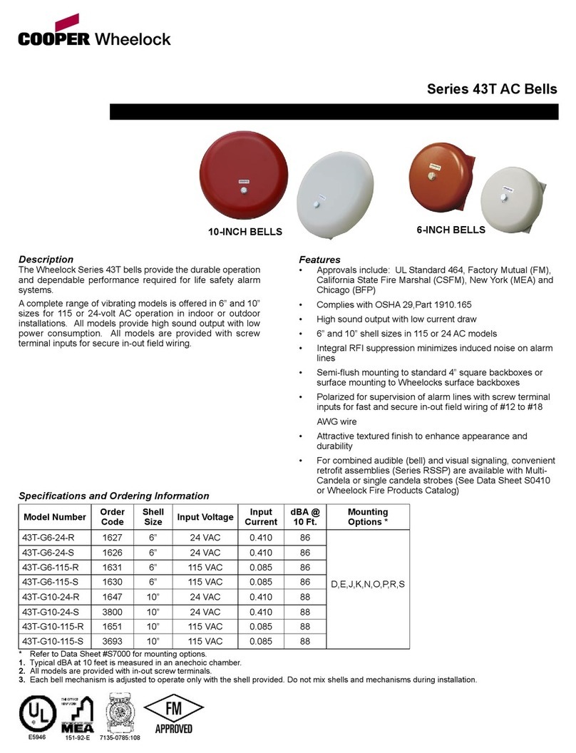 Cooper Wheelock Series 43T AC Bells User manual