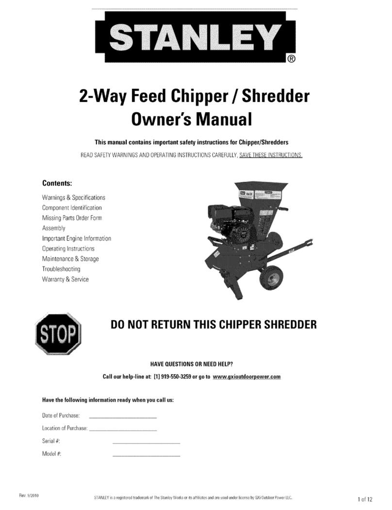 Stanley 2-Way Feed Chipper / Shredder owner's manual