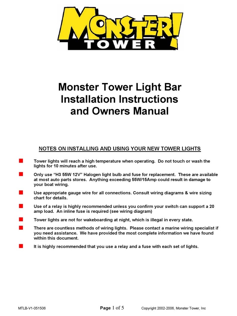 monster tower Light Bar Installation instructions and owner's manual