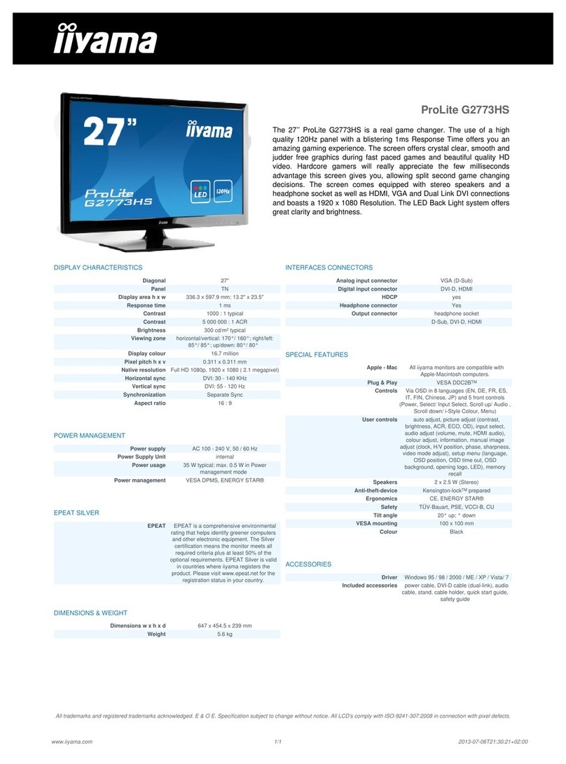 Iiyama ProLite G2773HS User manual
