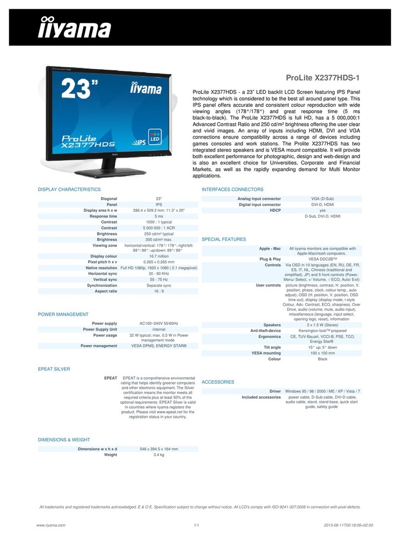 Iiyama ProLite X2377HDS-1 User manual