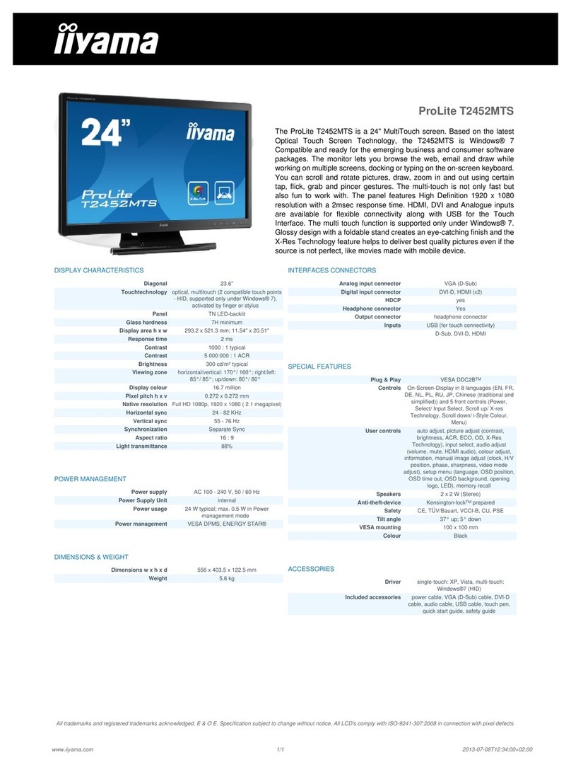 Iiyama ProLite T2452MTS User manual
