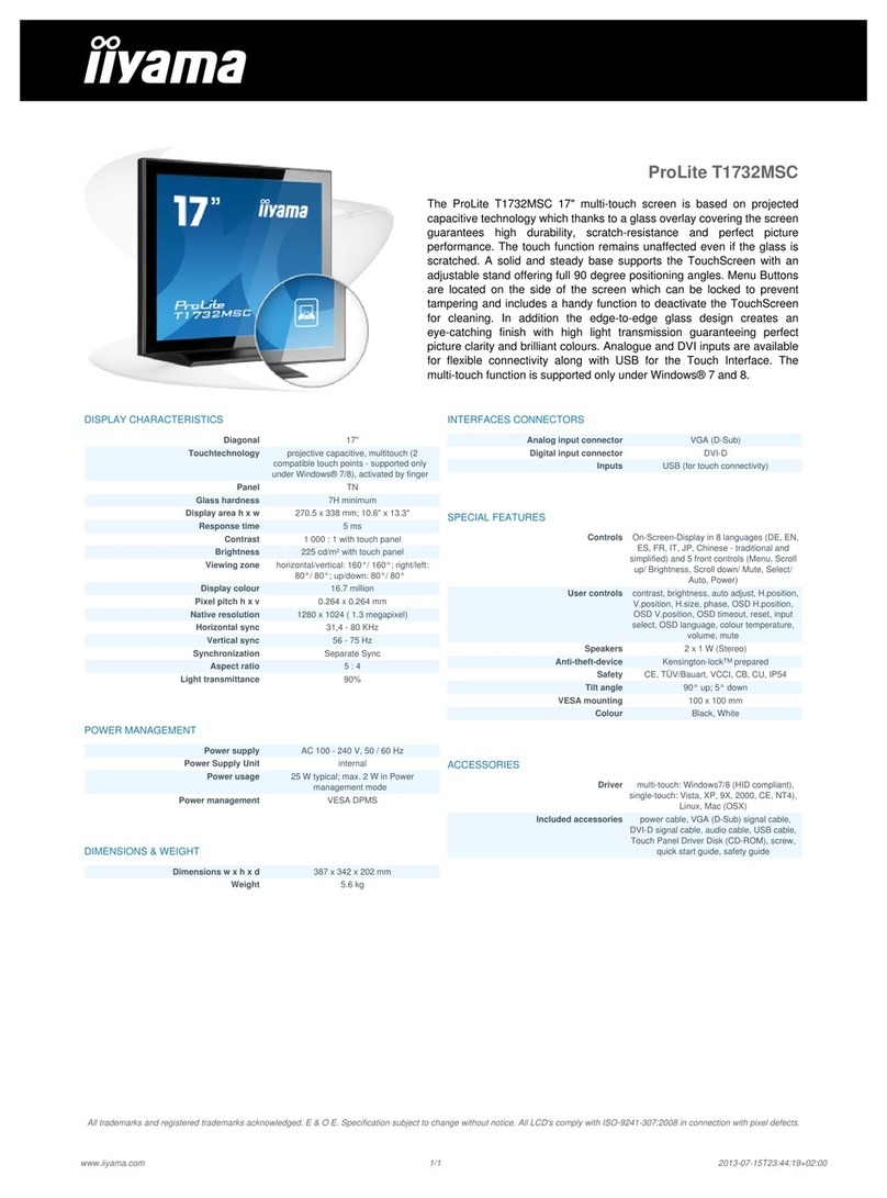 Iiyama ProLite T1732MSC User manual