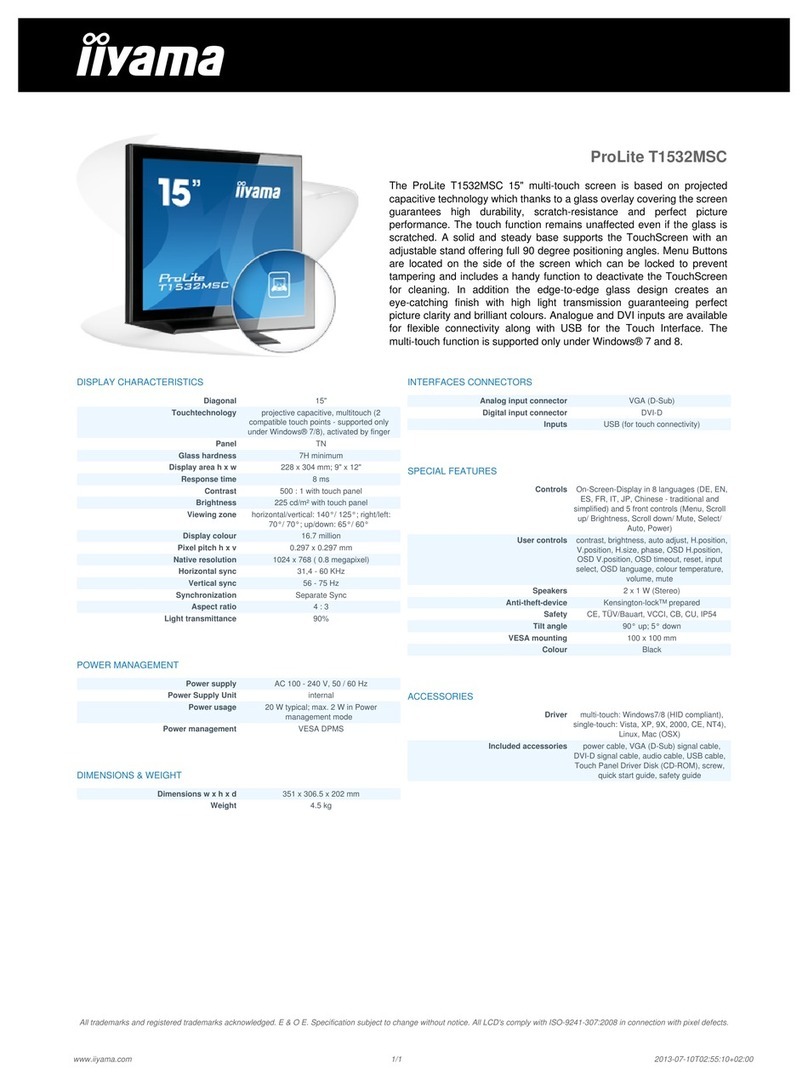 Iiyama ProLite T1532MSC User manual