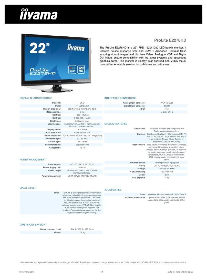 Iiyama ProLite E2278HD User manual