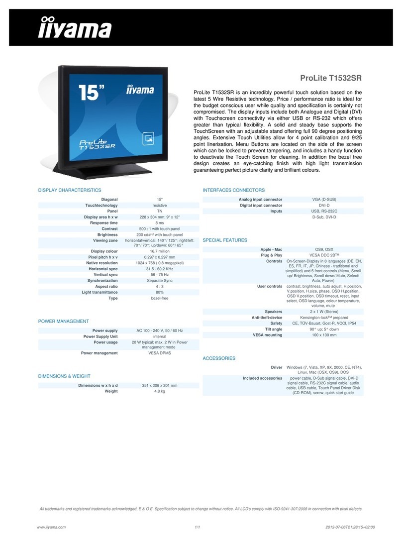 Iiyama ProLite T1532SR User manual