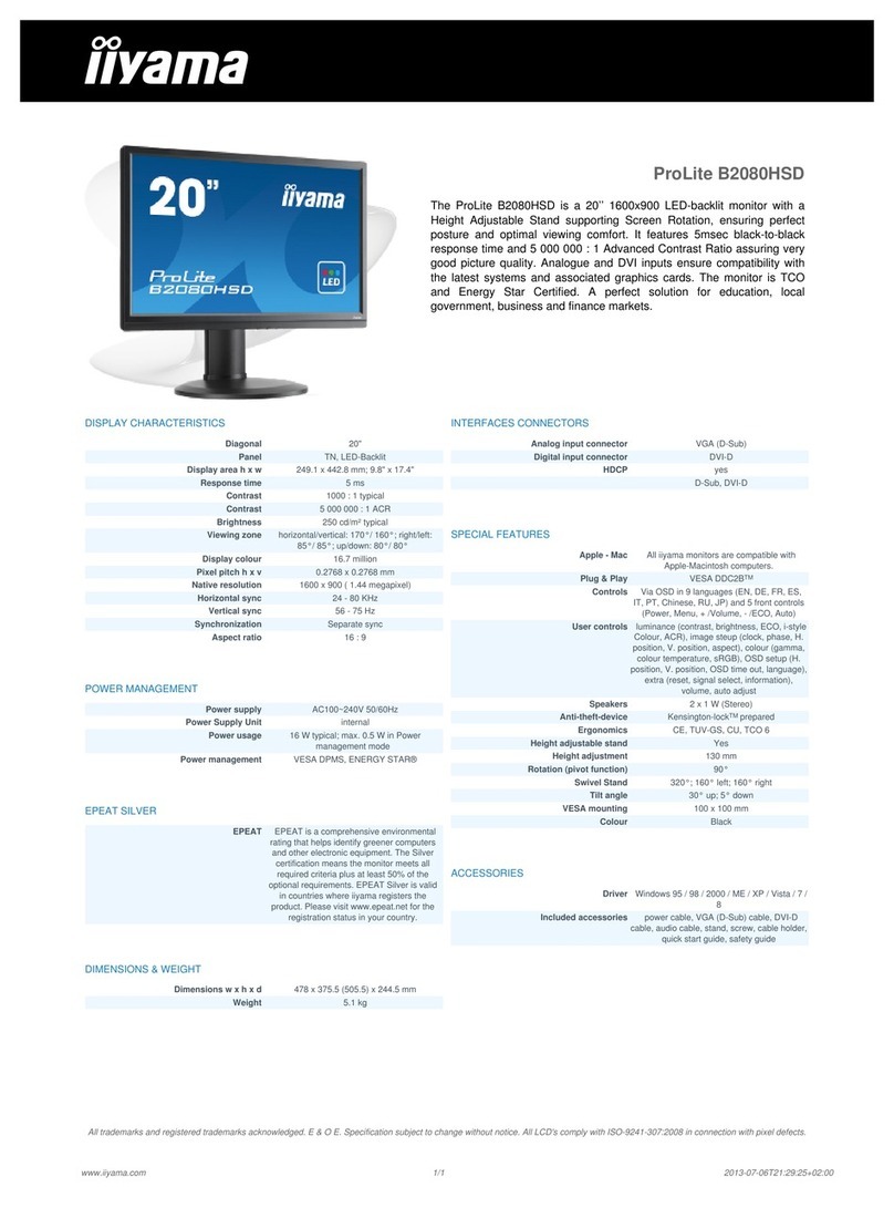 Iiyama ProLite B2080HSD User manual