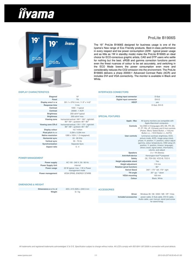 Iiyama ProLite B1906S User manual