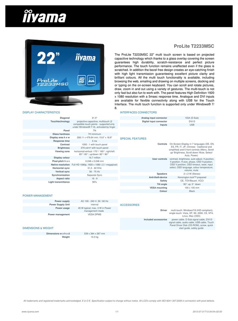 Iiyama ProLite T2233MSC User manual
