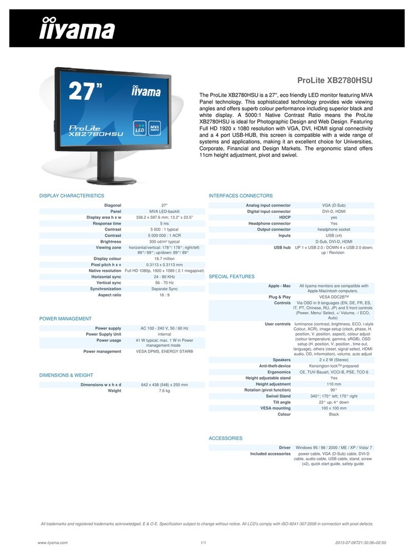 Iiyama ProLite XB2780HSU User manual