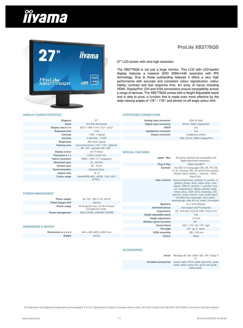 Iiyama ProLite XB2776QS User manual