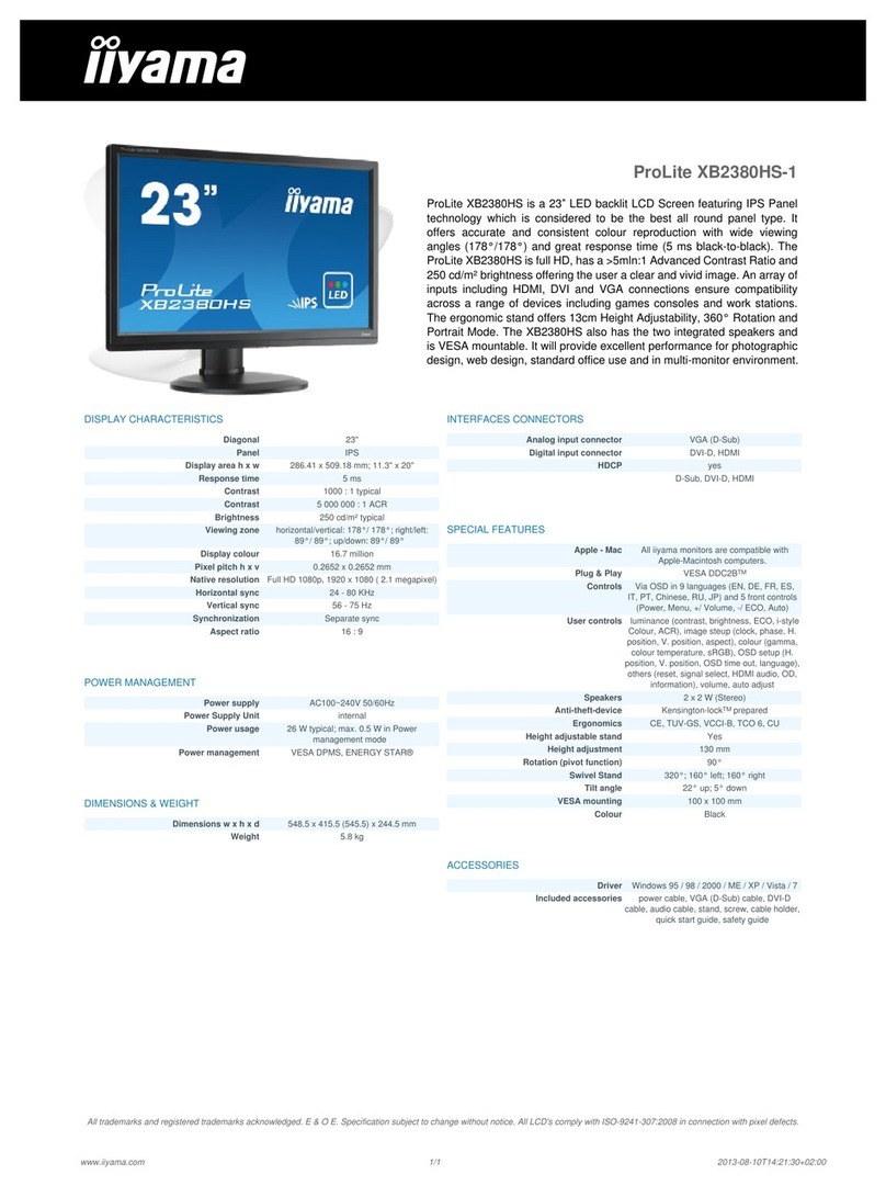 Iiyama ProLite XB2380HS-1 User manual