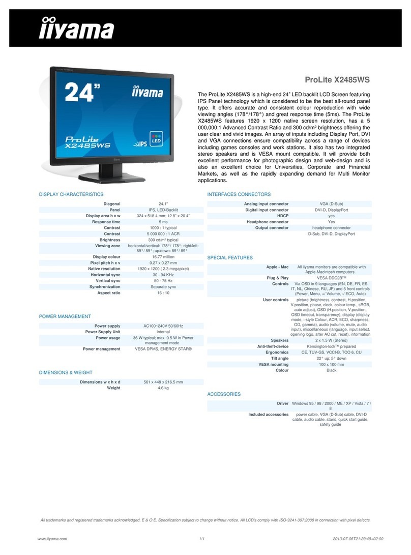 Iiyama ProLite X2485WS User manual