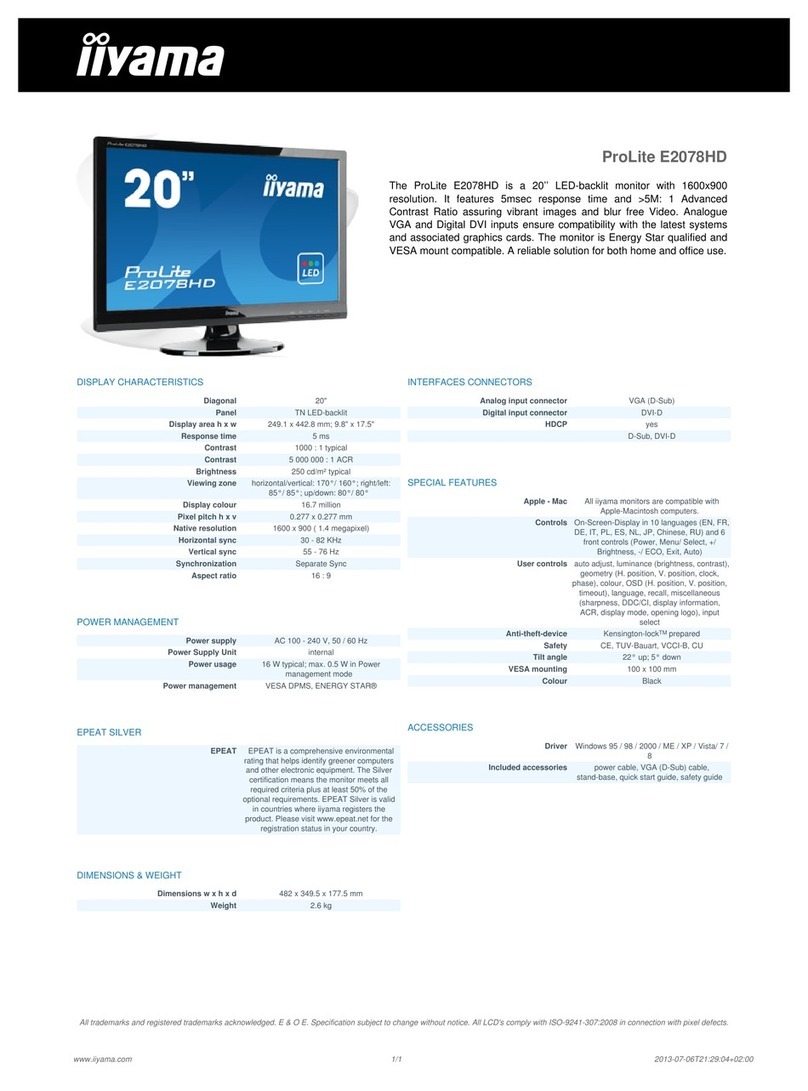 Iiyama ProLite E2078HD User manual