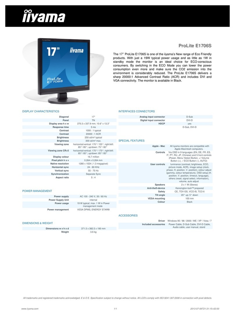 Iiyama ProLite E1706S User manual