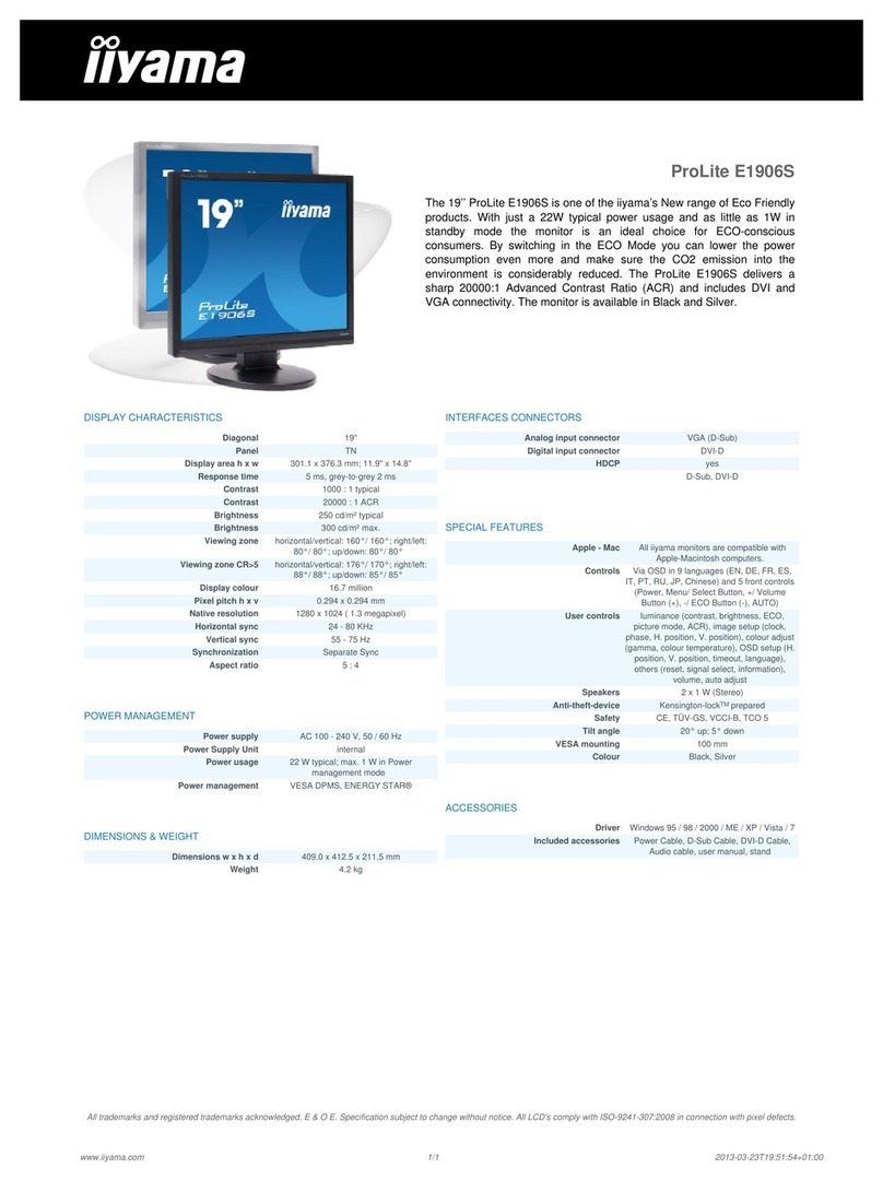Iiyama ProLite E1906S User manual