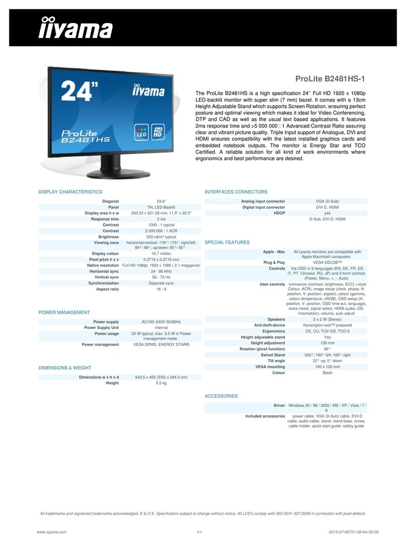 Iiyama ProLite B2481HS-1 User manual