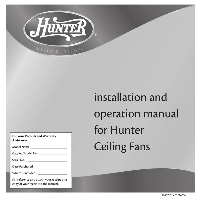 Hunter Hunter Ceiling Fan Installation and operation manual