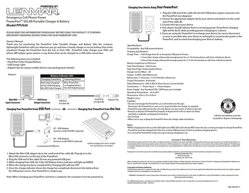 Lenmar PowerPort PPUS20 owner's manual