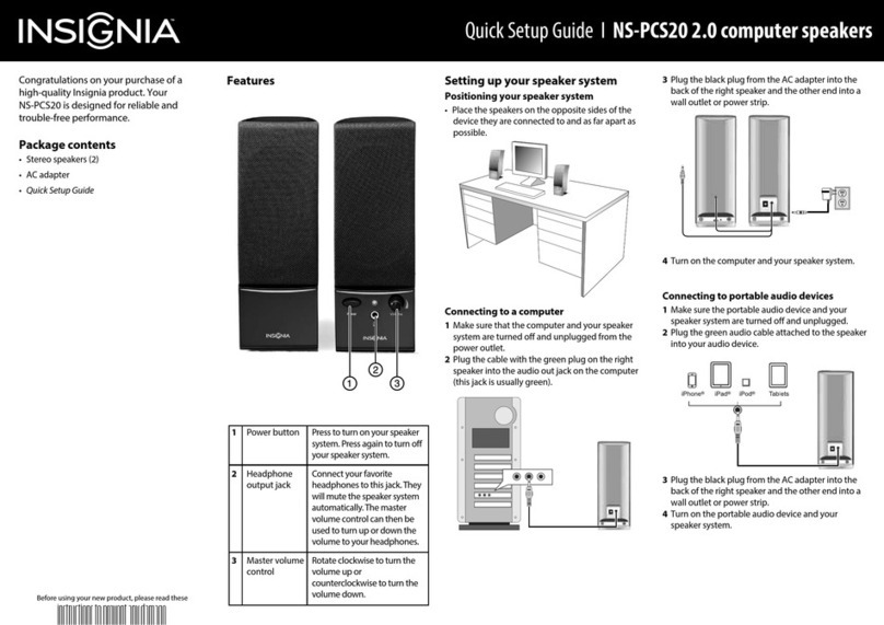 Insignia NS-PCS20 Quick setup guide