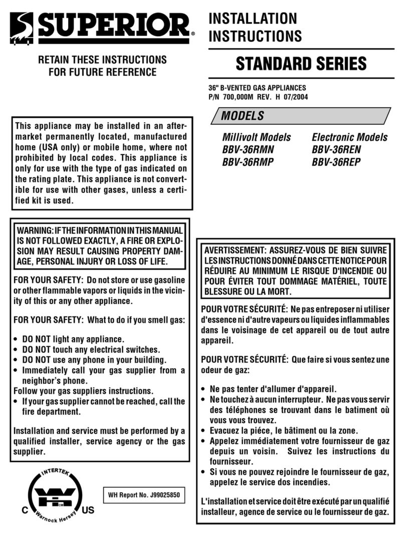 Superior BBV-36RMN installation instructions Superior BBV-36RMN installation instructions