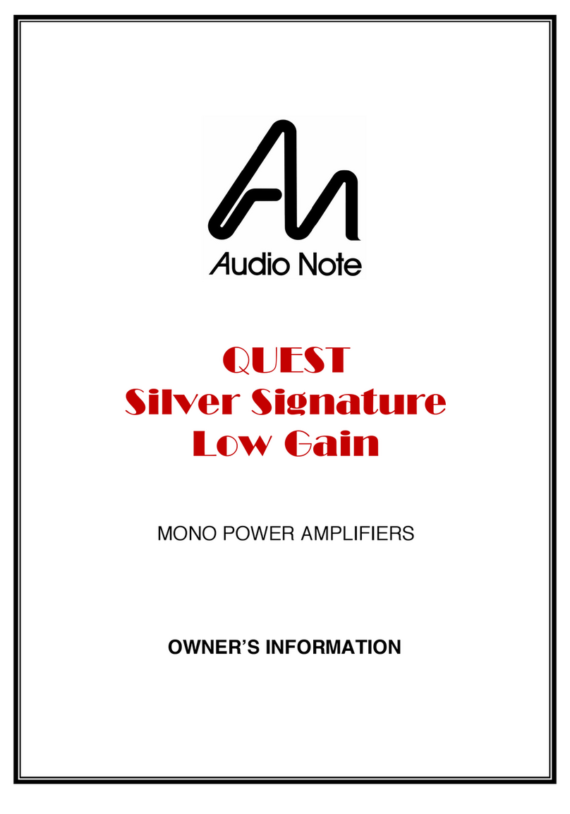 Audio Note QUEST Silver Signature Low Gain Owner's Information