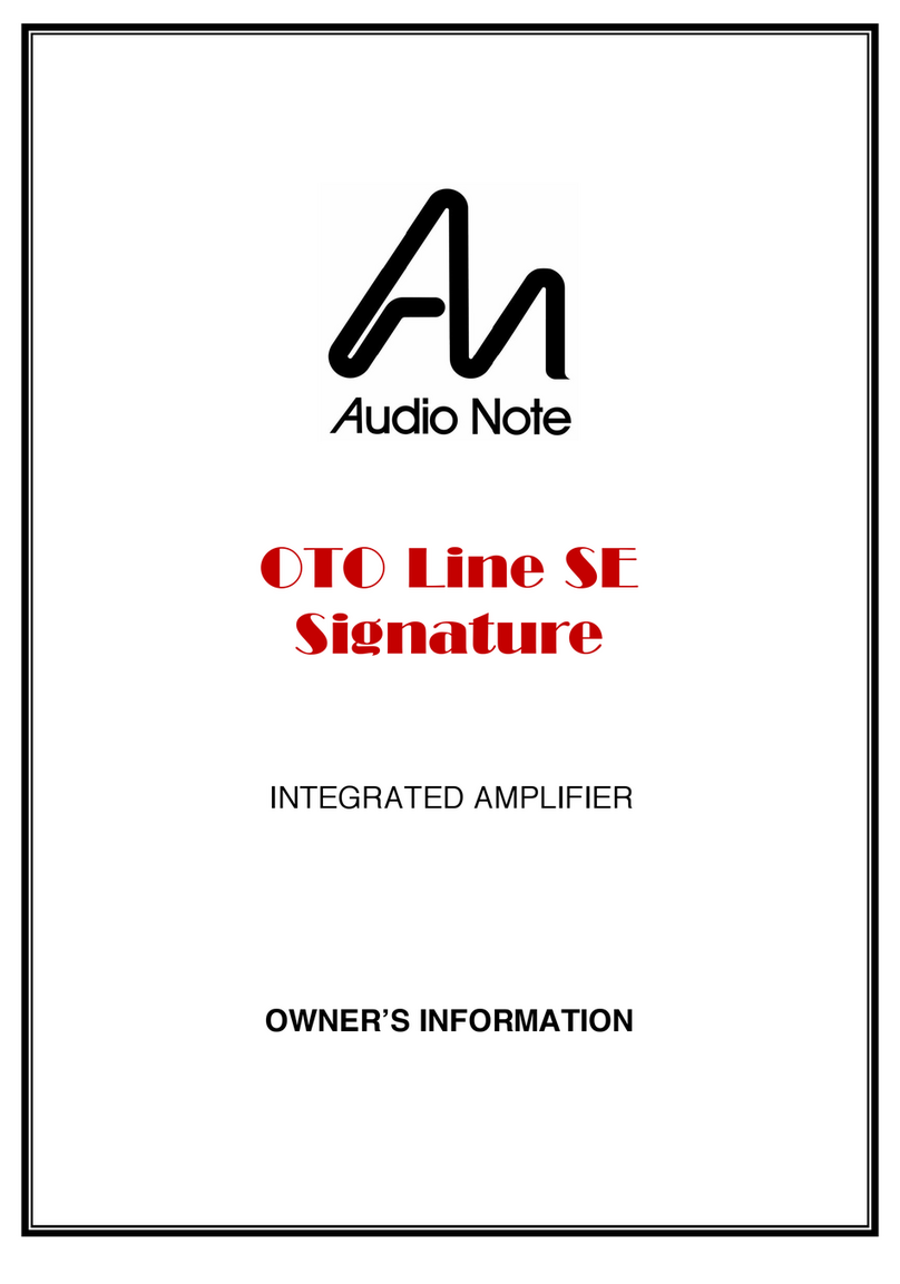 Audio Note OTO Line SE Signature Owner's Information